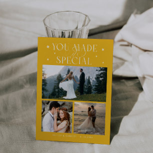 You Made It Special Wedding Photo Yellow Thank You Card