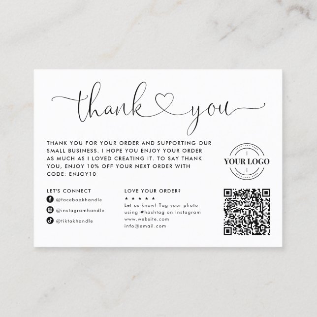 You Made My Day Heart Small Business Logo QR Code Business Card (Back)