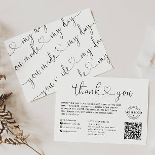 You Made My Day Heart Small Business Logo QR Code Card
