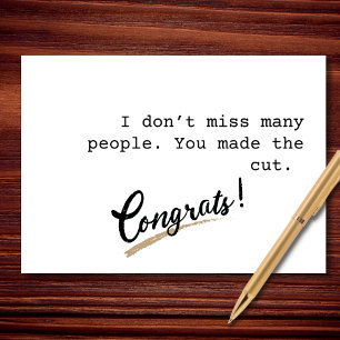 You Made the Cut Minimalist Funny Miss You Card