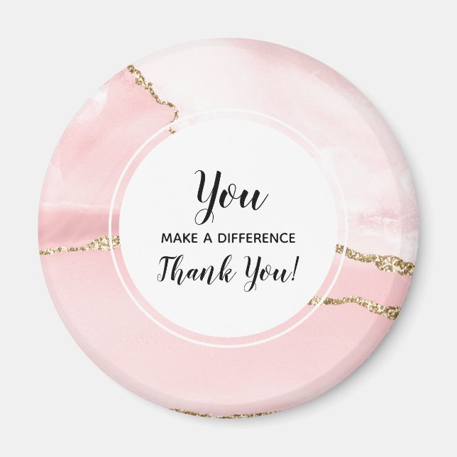You make a Difference Pink Blush Agate Watercolor Magnet (Front)