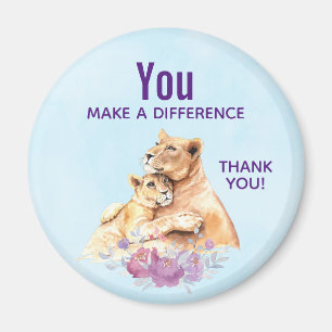 You make a Difference Watercolor Lion & Cub Magnet