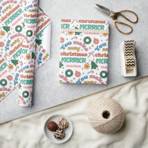 You Make Every Christmas Merrier   Cute Retro Wrapping Paper