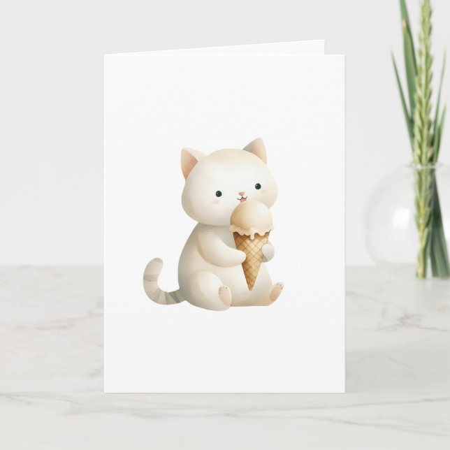 You Make Life Sweeter Ice Cream Cone Cat Card (Front)