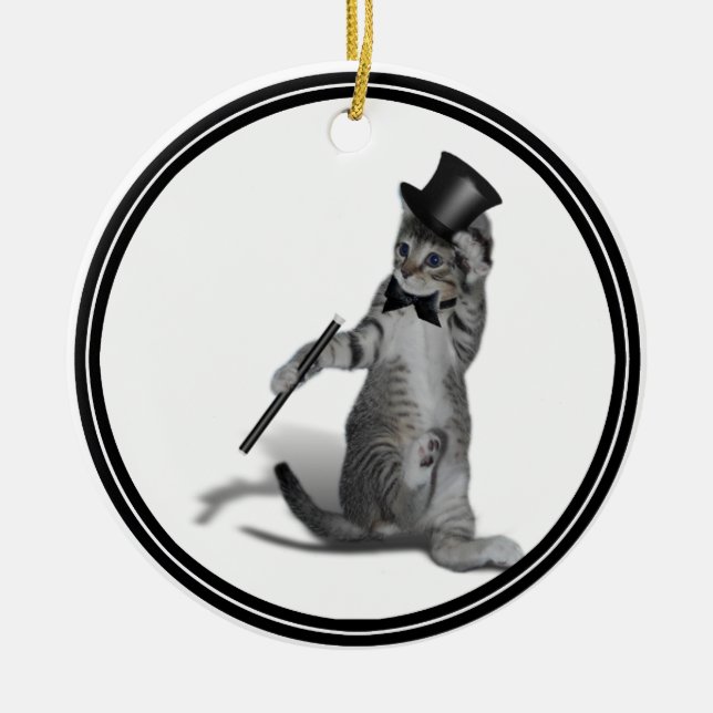 You make me feel like Dancing! Tap Dancing Cat Ceramic Ornament (Front)