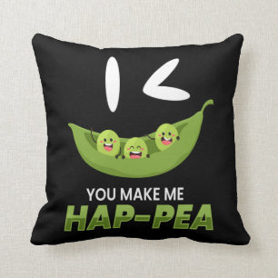 You Make Me Hap-Pea Vegan Vegetables Throw Pillow