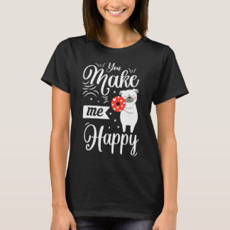 You Make Me Happy Dog Loves Doughnut Valentines Da T-Shirt