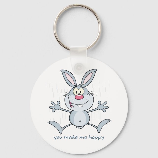 You Make Me Hoppy Bunny Rabbit Keychain (Front)