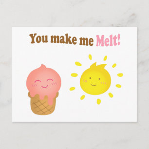 You make me melt, ice cream and sun, love humour postcard