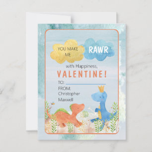 You Make Me Rawr With Happiness Valentine's Day Po Postcard