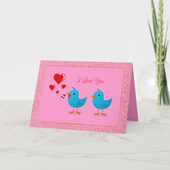 You Make Me Sing Love Birds Custom Valentine Holiday Card (Front)