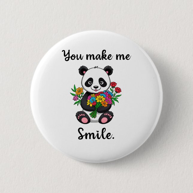 You Make Me Smile Cute Panda 2 Inch Round Button (Front)