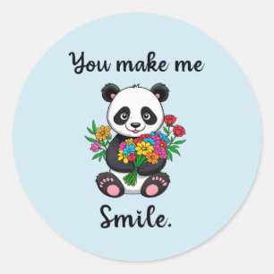 You Make Me Smile Cute Panda Classic Round Sticker
