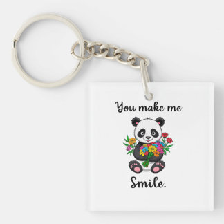 You Make Me Smile Cute Panda Keychain