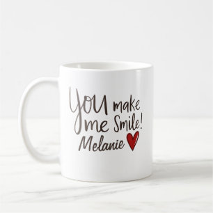 You make me Smile Name Heart Valentines Day Coffee Mug