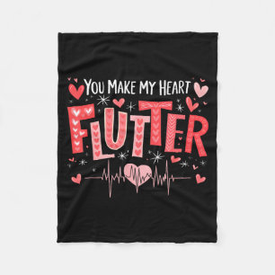 You Make My Heart Flutter Cardiac Nurse Valentine  Fleece Blanket
