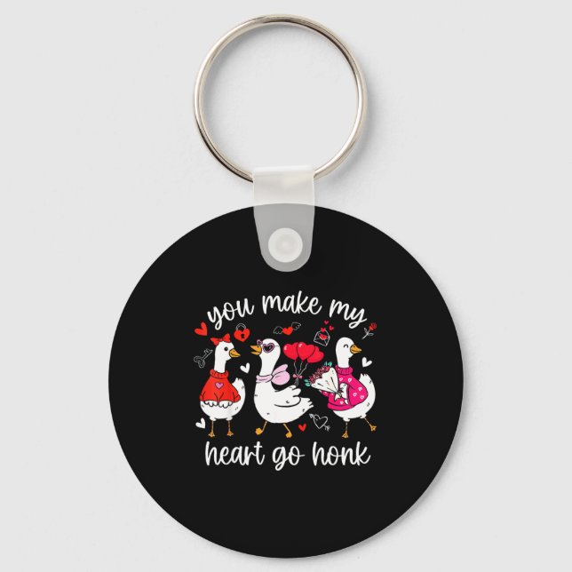 You Make My Heart Go Honk Funny Silly Valentine Go Keychain (Front)