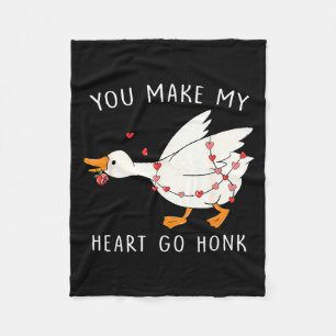 You Make My Heart Go Honk Goose Valentine's Day Fleece Blanket