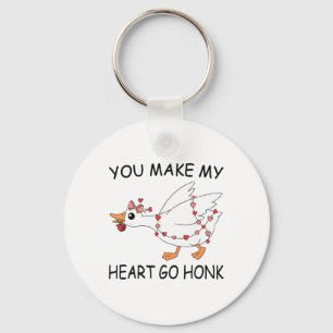 You Make My Heart Go Honk Valentine Cute Goose Coq Keychain