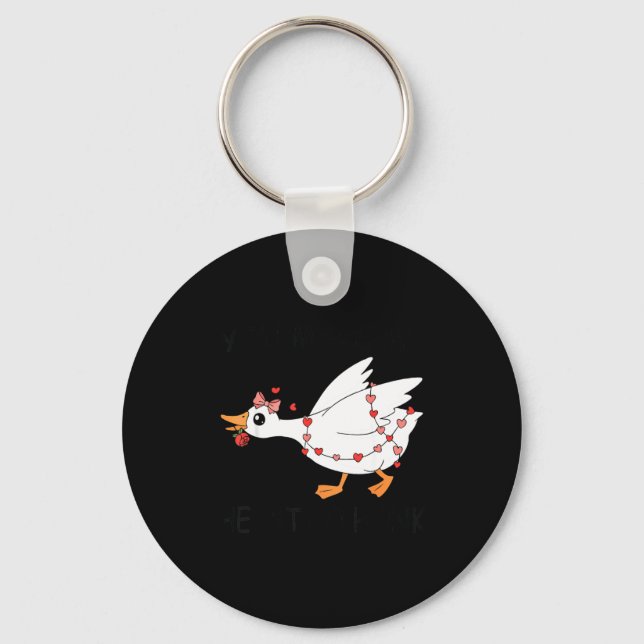You Make My Heart Go Honk Valentine Cute Goose Coq Keychain (Front)