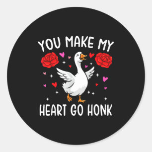 You Make My Heart Go Honk Valentine Goose  Classic Round Sticker