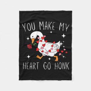 You Make My Heart Go Honk Valentine Goose  Fleece Blanket