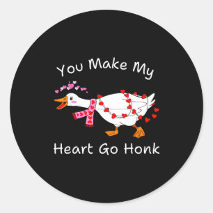 You Make My Heart Go Honk Valentine Goose Heart Si Classic Round Sticker