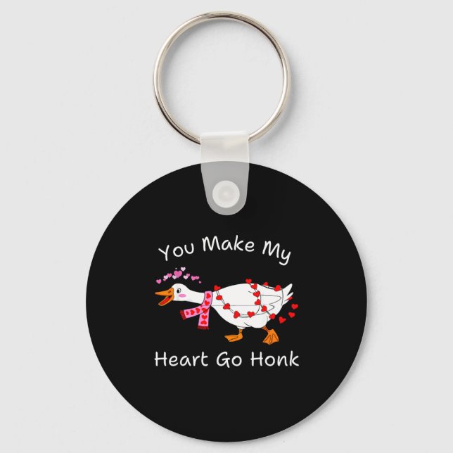 You Make My Heart Go Honk Valentine Goose Heart Si Keychain (Front)