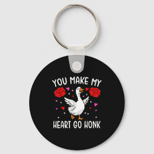 You Make My Heart Go Honk Valentine Goose  Keychain