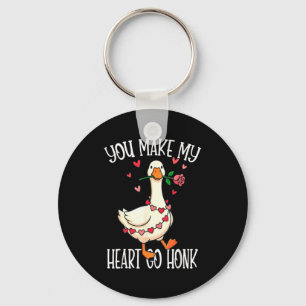 You Make My Heart Go Honk Valentine Goose Keychain