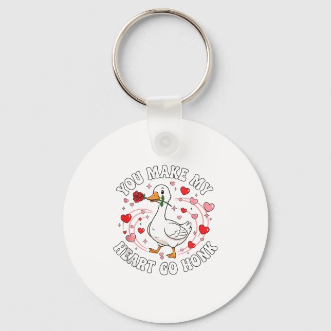 You Make My Heart Go Honk Valentine Goose Love Cou Keychain (Front)