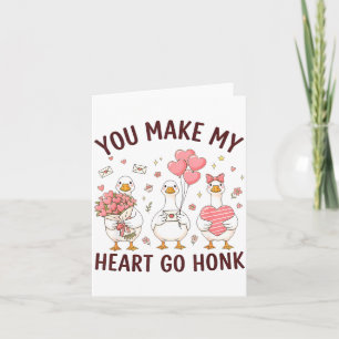 You Make My Heart Go Honk Valentine Goose Preppy Card