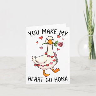 You Make My Heart Go Honk Valentine Goose Preppy Card