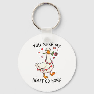 You Make My Heart Go Honk Valentine Goose Preppy  Keychain