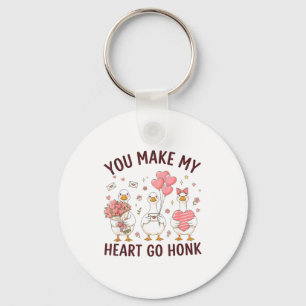 You Make My Heart Go Honk Valentine Goose Preppy  Keychain