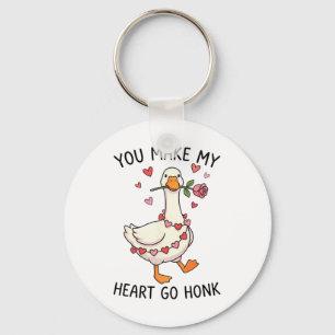 You Make My Heart Go Honk Valentine Goose Preppy Keychain
