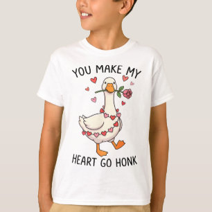 You Make My Heart Go Honk Valentine Goose Preppy  T-Shirt