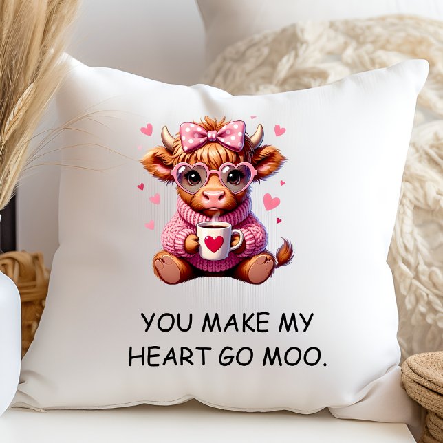 You Make My Heart Go Moo Funny Valentines  Day Throw Pillow (Creator Uploaded)