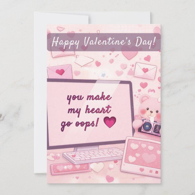 you make my heart go oops! 💗 Valentine's Card (Front)