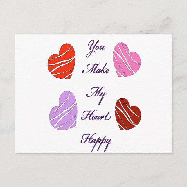 You Make My Heart Happy Holiday Postcard (Front)