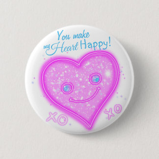 “You make my heart happy!” Kawaii button pin