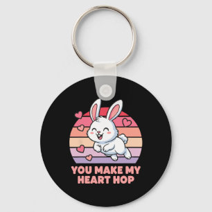 You Make My Heart Hop Cute Bunny Love Keychain