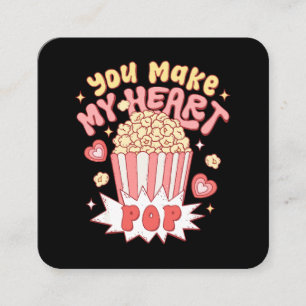 You Make My Heart Pop Funny Valentine's Day Square Business Card