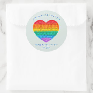 You Make My Heart Pop   Pop Fidget Valentine Classic Round Sticker
