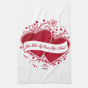 You Make My Heart Skip A Beat! Red Hearts Kitchen Towel