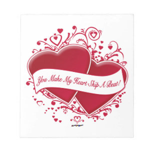 You Make My Heart Skip A Beat! Red Hearts Notepad