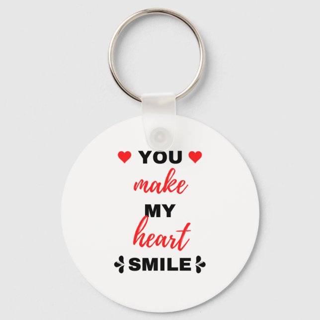 You Make My Heart Smile Black Keychain (Front)