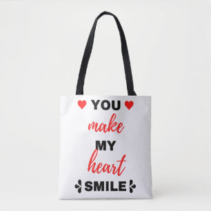 You Make My Heart Smile Black Tote Bag