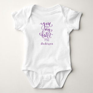 You Make My heart Smile Personalized Name Cute Baby Bodysuit