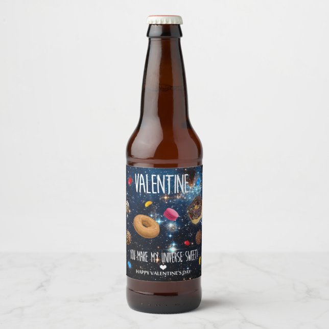 You make my universe sweet Valentine Beer Bottle Label (Front)